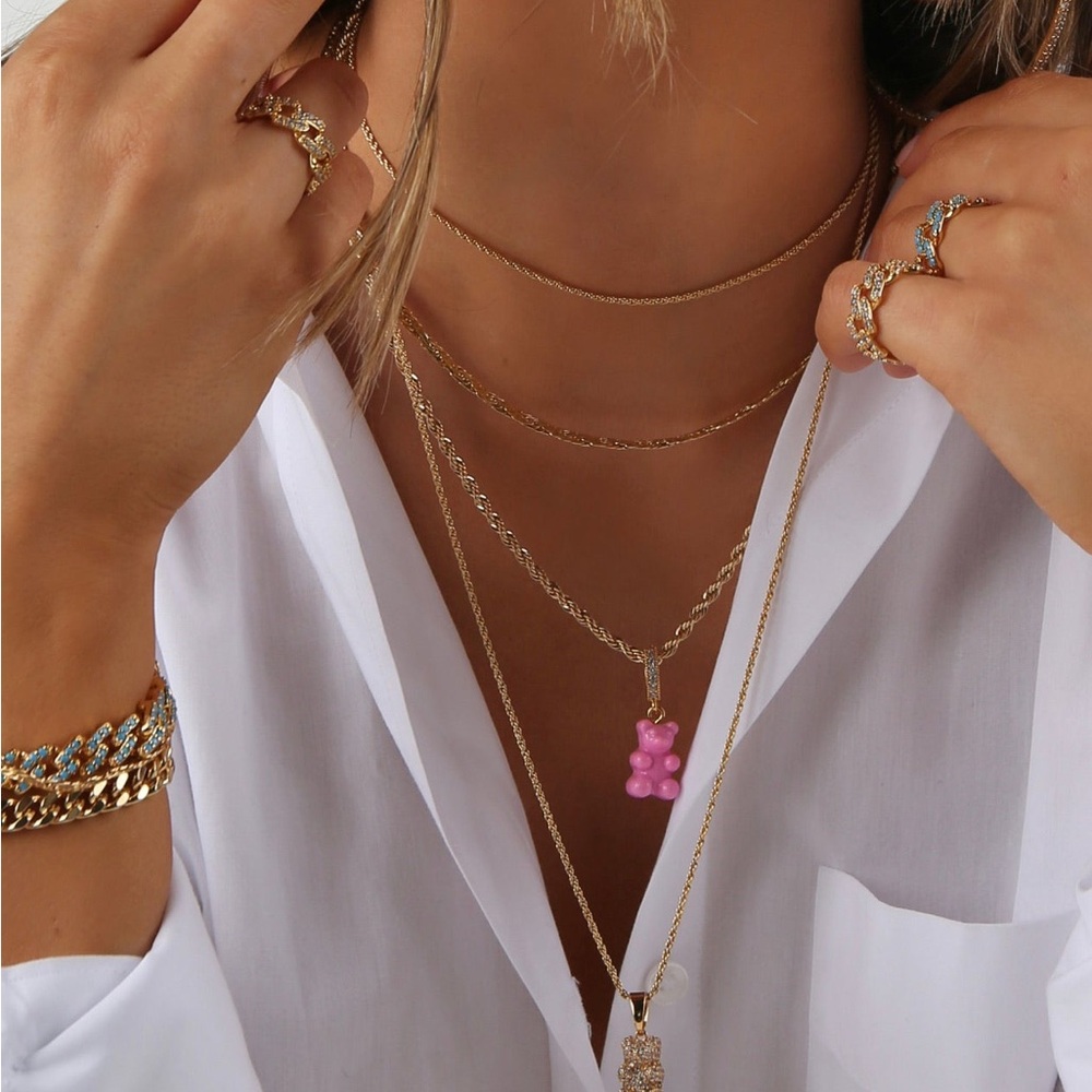 Crystal Haze Nostalgia Bear Pendant Necklace
